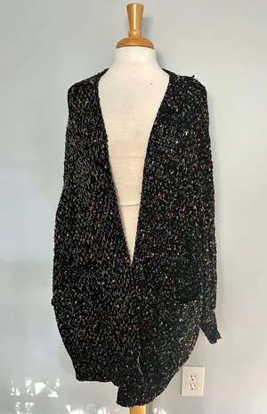 Haptics Black Colorful Pom Pom Cardigan Sweater thumbnail 1