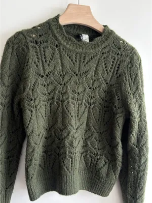 H&M Divided Women's Olive Green NWOT Knit Wool Blend Sweater Medium thumbnail 4
