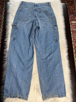 H&M Divided Blue Denim Baggy Fit Cargo Jeans thumbnail 5