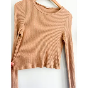 Reformation | Jackie Ribbed Long Sleeve Top in Buff Tan | Est. Sz M thumbnail 4