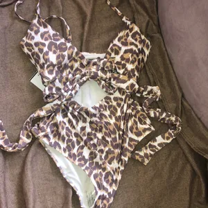 Aerie Leopard Print Cutout One Piece Swimsuit Small | Wrap Tie Waist thumbnail 6