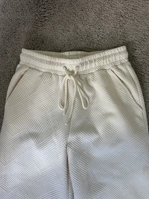 See and Be Seen Cream Wide-Leg Quilted Knit Pants thumbnail 3
