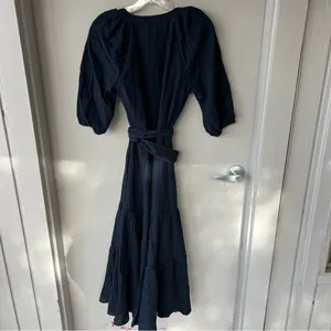 Madewell Tie-Waist Tiered Midi Dress in Windowpane thumbnail 10