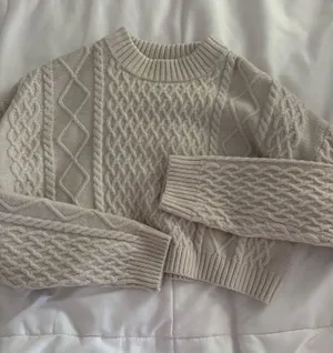 H&M Knit Cropped Sweater Women’s Cream thumbnail 1