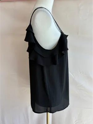 Express Women's Black Ruffle Sleeve Lace-Up Front Camisole Top, Size Medium thumbnail 4