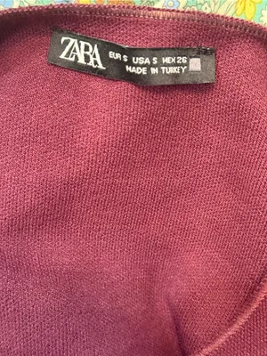 Zara Sleeveless knit Fit & Flare Dress in Wine Sz S thumbnail 4