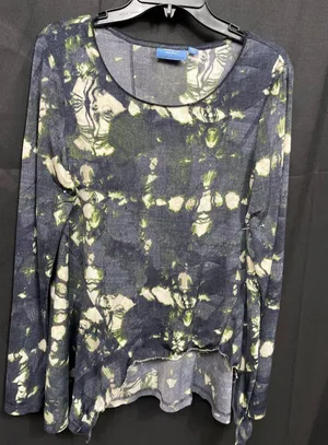 SimplyVera Vera Wang Womens Tie Dye Asymmetric Hem Long Sleeve Shirt Size L SKU thumbnail 1