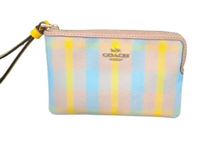 Coach Wristlet Bright Maize Plaid Corner Zip new with tags thumbnail 1