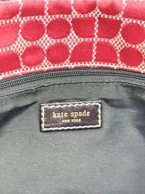 Vintage Y2K Kate Spade Noel Dot Pink Jacquard Black Leather Tote Shoulder Bag thumbnail 5
