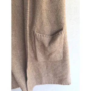 Tahari Womens Camel Tan Wool Blend Sleeveless Hooded Sweater Vest XS Longline thumbnail 2