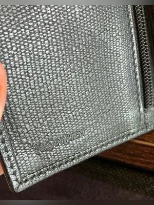 Rare Minimilist Yves Saint Laurent "Y" debossed bifold Black Leather Card wallet thumbnail 6