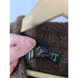 Vintage Sweater Womens Large VNeck Wool Blend Kangaroo Pocket Brown In Knit thumbnail 6