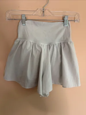Aerie High-Waist Flared Shorts in Light Cream thumbnail 4