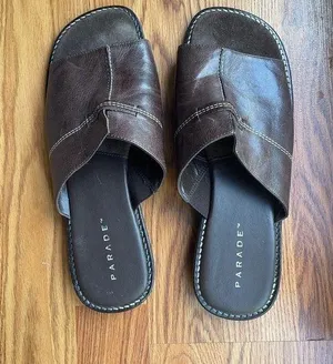 Parade leather Slip on Slippers Brown Size 10 thumbnail 1