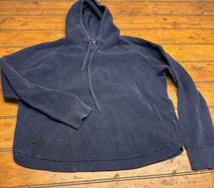 Lauren Ralph Lauren Navy Blue Waffle Knit Sweater Hoodie LRL‎ Logo woMens Large thumbnail 1