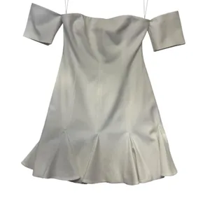 Cinq à Sept Mckenna Off the Shoulder Mini Dress White Size 10‎ Pleated Hem Crepe thumbnail 1