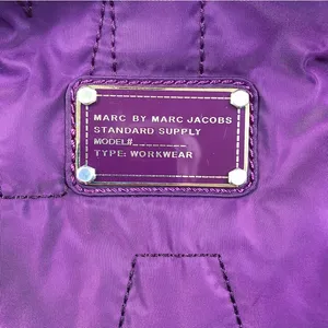 MARC By MARC JACOBS Workwear Quilted Signature Tote Bag Purple Nylon Travel EUC thumbnail 10