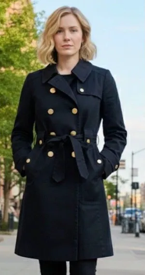 Marc by Marc Jacobs Black Double-breasted Knee-length Gold Buttons Trenchcoat w/belt XS thumbnail 1