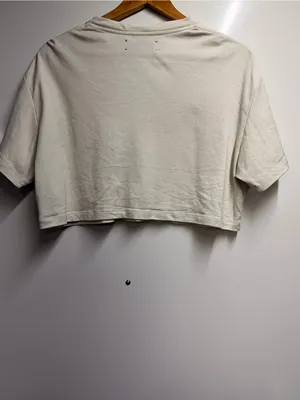 Amiri cropped core logo cotton t-shirt 100% cotton alabaster beige size 6 UK10 thumbnail 9