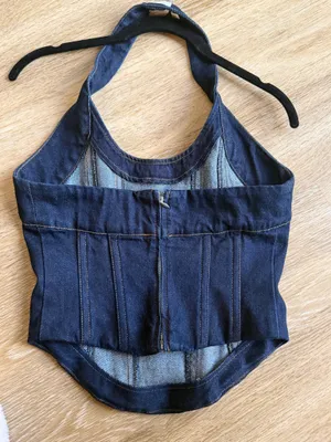 Meshki denim corset halter top thumbnail 3