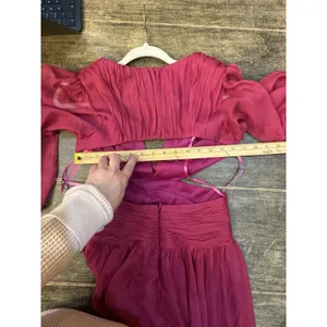 Ieena Mac Duggal Berry Fuchsia Cut out Puff Sleeve A Line Gown Size 0 thumbnail 8