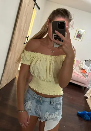 Forever 21 Yellow Off The Shoulder Top thumbnail 1