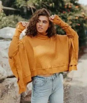 Free People We The Free Moon Daisy Pullover – Size Medium – Sunbaby Yellow thumbnail 1