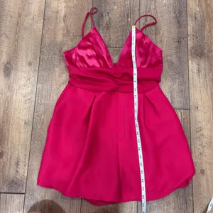 Free People Skylie Saylor Hot Pink Velvet Satin Ruched Romper Spaghetti Strap 4 thumbnail 11