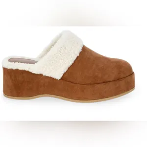 TIME and TRU Womens Wedge Clog Faux Suede/Fur Size 11 Memory Foam Insole New thumbnail 3