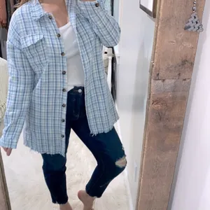 SHEIN trendy blue tweed shirt jacket size large thumbnail 3
