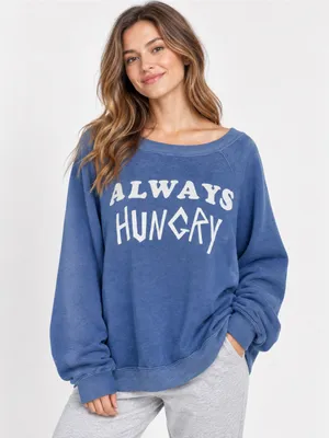 Wildfox Always Hungry Baggy Beach Jumper S Blue Graphic Y2K Sweatshirt Oversized thumbnail 1