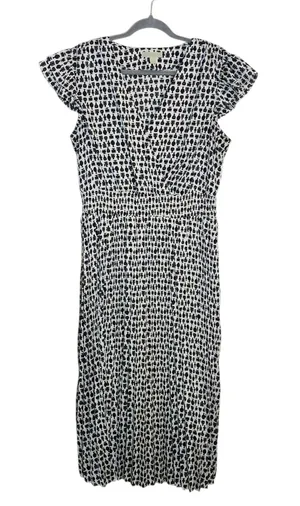 Ryegrass White and Black Perfume Print Blouson Midi Dress Size Large thumbnail 1