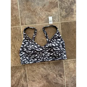 Offline By Aerie Goals Plunge Sports Bra Gray Size Large thumbnail 4