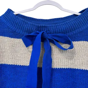 Free People Sweater Oversized Nautical Blue Beige Stripe SZ Sm Office Relaxed thumbnail 3