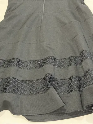 White House Black Market Mesh Inset Banded Fit-AndFlare Dress Black SZ 10 thumbnail 7