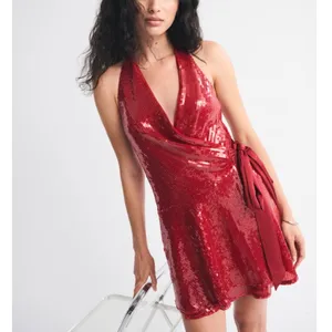 Abercrombie & Fitch Red Sequin Wrap Mini Dress NWT Size XL thumbnail 2