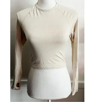Gymshark • Cream Cropped Long Sleeve Workout Top thumbnail 1