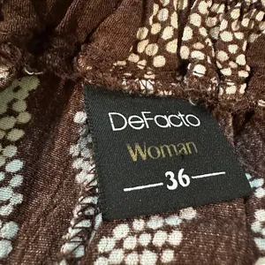 DeFacto 100% Viscose Chocolate Brown Botanical Wide Leg Pants Small Boho Resort thumbnail 8