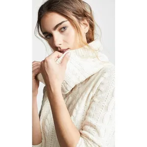 BB Dakota Alaska‎ Womens L Cable Knit Cowl Neck Sweater Dress Ivory Cream thumbnail 5