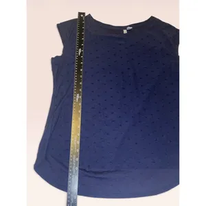 ELLE Blue Textured Sleeveless Round Neck Top Size M thumbnail 5