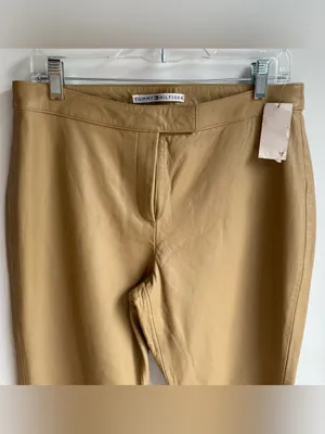 Tommy Hilfiger vintage Y2K 2010s tan camel leather bootcut pants trousers 12 thumbnail 3