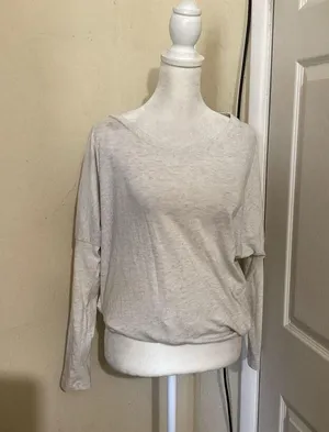 Eberjay Beige Sadie Stripes Slouchy Long Sleeve Shirt S thumbnail 2