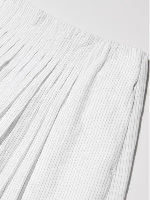 Uniqlo Linen Blend Tuck Long Skirt NWT Off White XXL thumbnail 3