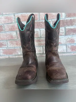 Justin Gypsy Raya Cowboy Boots Western Women’s 7 Country Brown Teal Cowgirl thumbnail 3