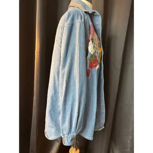 Vintage PTKV Denim Sewing Quilting Patchwork Button Down Shirt Blue Medium‎ thumbnail 8