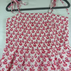 Roller Rabbit Target Pink Floral Smocked Tiered‎ Maxi Dress Tie Strap Lined NEW thumbnail 3