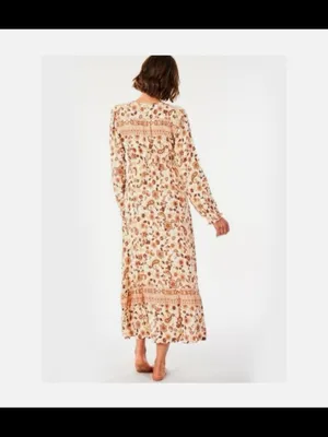 Rip Curl Cream Paisley Long Sleeve Boho Midi Dress Medium thumbnail 2