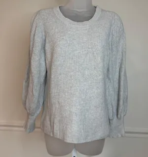 Banana Republic Gray Knit Balloon Sleeve Sweater, Size Small thumbnail 5