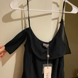 NWT Oh Polly Elegant Black mini Dress with off-shoulder design, size 6 thumbnail 5