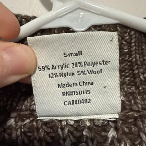 Varley Amelia Half Zip Knit Wool Blend Sweater Brown Flecked Boucle Size Small thumbnail 4